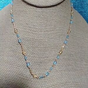 Elegant Blue and Gold Beaded Necklace vintage